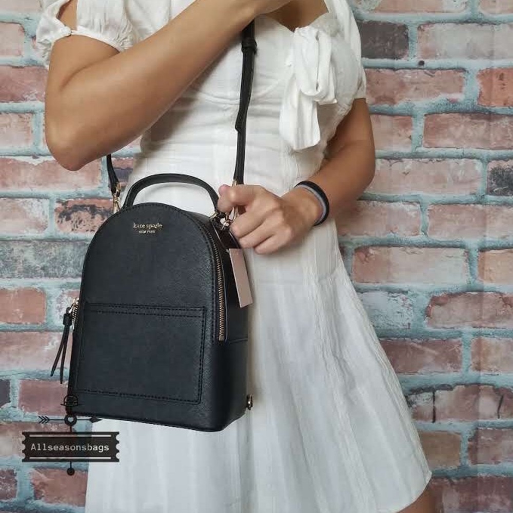 Kate spade MINI convertible backpack black leather - Picture 5 of 8